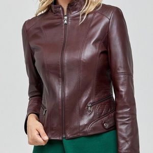 June bordeaux leather jacket